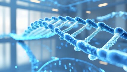 Poster - A close-up shot of a DNA double helix structure, showcasing its intricate design and scientific significance