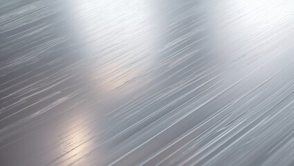 Poster - a close-up abstract of a reflective metal surface with diagonal lines and a blurred reflection, creating a sense of depth and texture