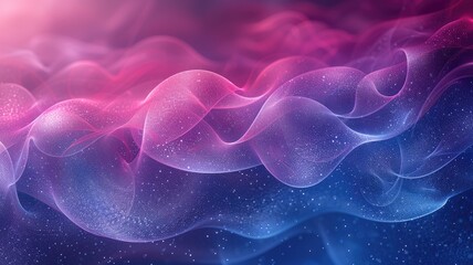 Poster - colorful flowing digital waves in blue and pink. digital artwork of transparent fluid or liquid with