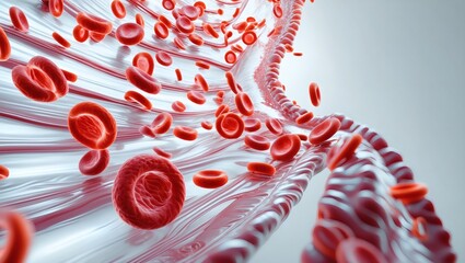 Aufkleber - Red blood cells flowing through a vein.  A microscopic view showing the intricate details of blood vessel and cells
