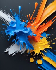 Poster - abstract illustration of dynamic colorful paint splashes, full of energy, motion, and artistic expression. The vivid colors explode across the frame, symbolizing creativity and a burst of inspiration