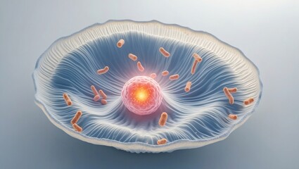 Aufkleber - a detailed 3D rendered illustration of a biological cell, showcasing its intricate inner structure and components