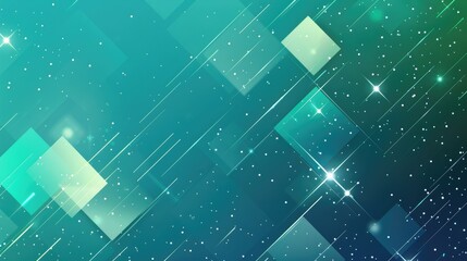 Poster - Abstract geometric pattern with teal and blue hues. Futuristic design for digital art and backgrounds. Background image of glowing white star and digital energy wave with blue background. AIG51.