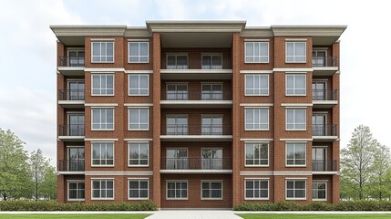 Poster - Exterior shot of a modern apartment building showcasing architec