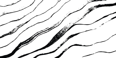 Leinwandbilder - Black flowing wave lines on white transparent background. Abstract wave line for banner, template, wallpaper background with wave design. Vector illustration