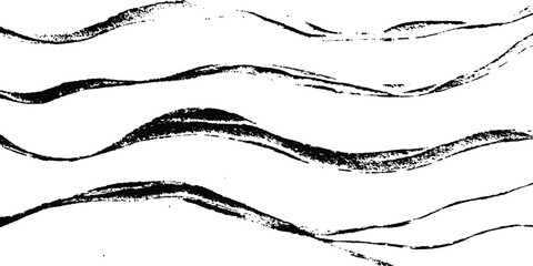 Fototapete - Black flowing wave lines on white transparent background. Abstract wave line for banner, template, wallpaper background with wave design. Vector illustration