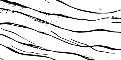 Fototapete - Black flowing wave lines on white transparent background. Abstract wave line for banner, template, wallpaper background with wave design. Vector illustration