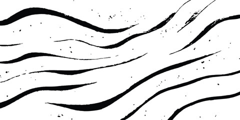 Poster - Black flowing wave lines on white transparent background. Abstract wave line for banner, template, wallpaper background with wave design. Vector illustration