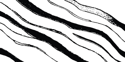 Aufkleber - Abstract black wavy lines on transparent background. Black flowing wave lines set on white and transparent background. Line wavy abstract vector background. Curve wave. Line art striped graphic