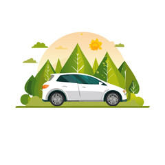  green eco friendly car concept vector icon graphic design