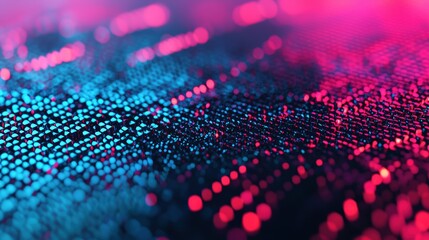 Aufkleber - Abstract fractal neural network with electric blue and hot pink geometric patterns