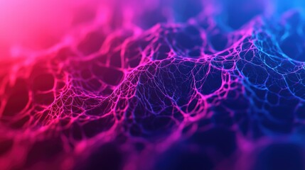 Aufkleber - Abstract fractal neural network with electric blue and hot pink geometric pattern