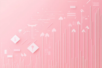 pink background with upward arrows data and shapes