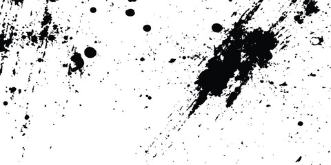 Aufkleber - Vector grunge black and white distressed texture transparent white background. Abstract black ink splash on white background with energetic splatter and unique texture for creative and artistic design