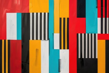 Poster - Geometric abstract pattern with colorful overlapping diamonds. Seamless design for wallpaper. Abstract image of geometric shape made from bold line with vibrant color. Dynamic shape style. AIG51.