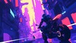 © Safaruly - Motorcyclist in futuristic urban scene