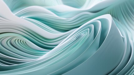Poster - Abstract flowing shapes in soft teal tones. Background image of gradient green and blue mixing together with wave texture. Design for background and artistic compositions. Creative design. AIG51.