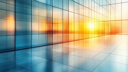 Poster - Abstract architectural glass facade reflecting sunlight creating