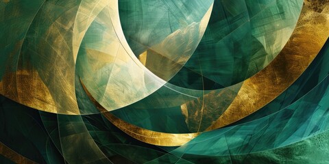 Poster - The abstract picture of green and yellow shape repetitive pattern polygon geometry in background, geometry is mathematics study shape, sizes, properties, and dimensions of objects and spaces. AIG51.
