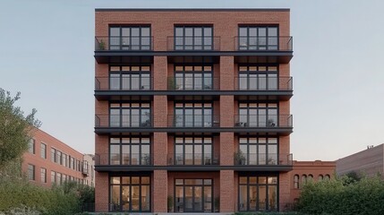 Poster - Urban living concept modern brick apartment building architectur
