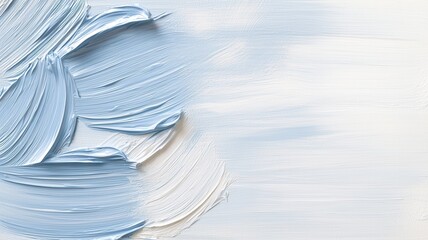 Aufkleber - Thick paint strokes space light blue and white creating an abstract textured background with copy in