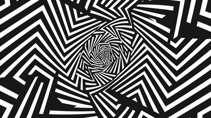 Fototapete - Abstract spiral design featuring striking black and white zigzag patterns creating depth and movement