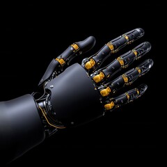 Aufkleber - A hand with gold and black fingers is shown in a black background