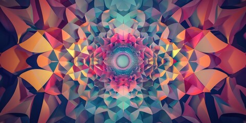Poster - The abstract picture of the geometry colourful polygon shape repetitive pattern in background, geometry is mathematic that study shapes, sizes, properties, and dimensions of objects and spaces. AIG51.
