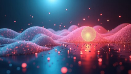 Poster - Vanishing Gradient Problem. Intense Light Overload. Trend product close-up. Bright spotlight illuminates dark space, symbolizing overwhelming light and loss of gentle gradations.