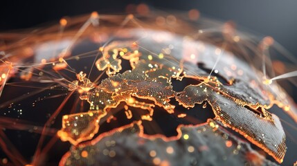 Poster - A graphic illustrating the rotation of planet earth's world map symbolizes the concept of future technology in business