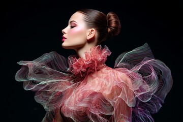 Poster - This admirable stock image showcases an artistic mix of a mystic lady's face and fabric, effectively representing the intangible concepts of dreams, imagination, spirit, and psychology