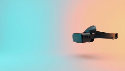 Poster - Vr Trackers. Virtual Reality. Isolated background, copyspace.. Sleek VR headset sitting alone on plain background symbolizes immersion in technologys isolated world space.