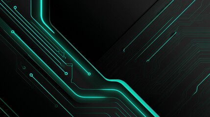 Poster - The Blue and Green Connectivity Concept incorporates a Technical Grid and features Futuristic Geometric Lines with copy-space