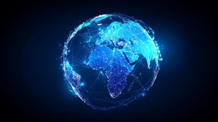 Poster - The idea of a global network is visually represented by a 3D rendering of planet Earth with a notable world map point