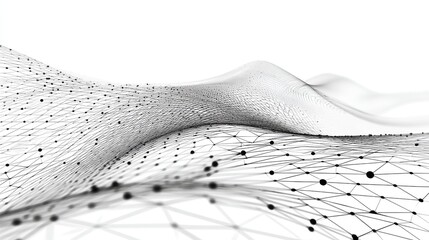 Poster - A futuristic white hexagon background featuring a honeycomb concept with a wave of particles in a 3D rendering for a data technology background