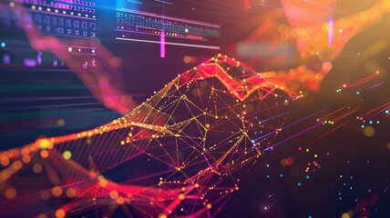 Poster - Explore an abstract visualization showcasing similarity measurements with vibrant colors and dynamic lines, ideal for tech and data-related themes.
