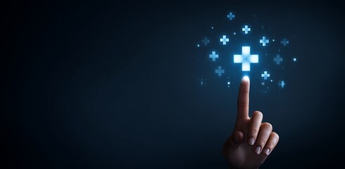 Poster - A hospital environment is illustrated with a doctor's hand holding a stethoscope and incorporating a Ui medical icon, highlighting the fusion of medical care and technological networking