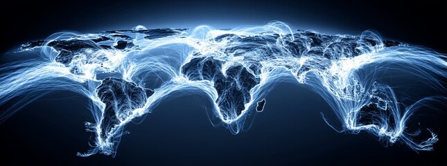 Poster - The concept of business worldwide relies on communication technology and the internet, forming a global network connected through telecommunication on planet earth, incorporating cryptocurrency,