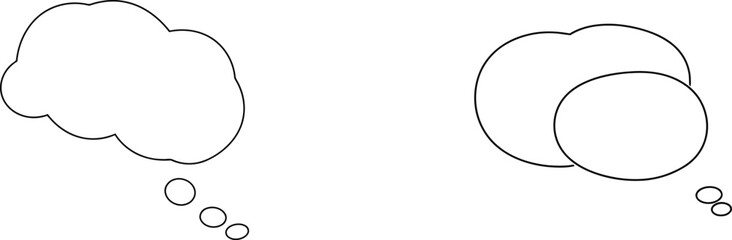 Poster - Outline of Thought and Speech Bubbles,Empty Thinking and Talking Clouds,Doodle Style Thought and Dialogue,Hand-Drawn Think and Speak Bubbles on Transparent Background AI Generative
