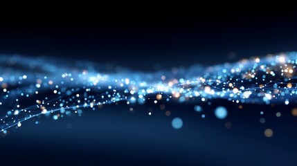 Poster - A beautiful motion of waving dots combined with a texture of glowing, defocused particles forms the digital wave concept, often used as a cyber or technology background in various designs