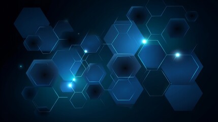 Poster - A hexagon-shaped pattern serves as the backdrop for abstract technological or medical concepts, symbolizing innovative healthcare and scientific research