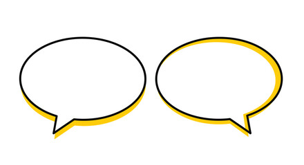Poster - Black and White Speech Bubbles,Conversation Cloud,Dialogue Balloons Intersecting,Thinking and Speaking Communication Bubbles, both empty with Yellow on Transparent AI Generative