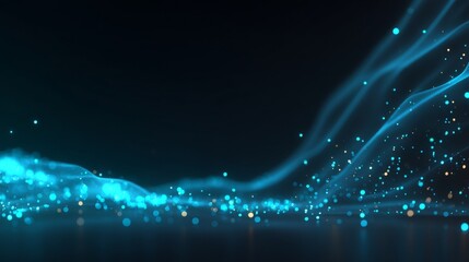 Poster - The stock image depicts a geometric digital connection structure, characteristic of computers, overlaid on a background representing business intelligence technology, and includes visual