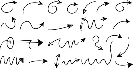 Poster - Black Hand-Drawn Arrow Set,Collection of Black Doodle,Various Sketchy Black Arrows Isolated,Unique Black Arrow Shapes and Directions on Transparent AI Generative
