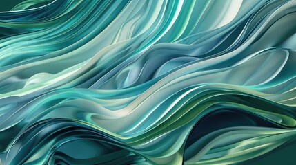 Poster - Abstract flowing shapes in soft teal tones. Background image of gradient green and blue mixing together with wave texture. Design for background and artistic compositions. Creative design. AIG51.