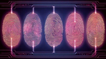 Poster - Cyber technology features a security system that utilizes fingerprint recognition to protect personal data