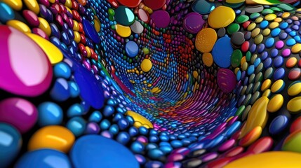 Poster - Shiny pop dots forming a gradient circular pattern, bold and abstract backdrop