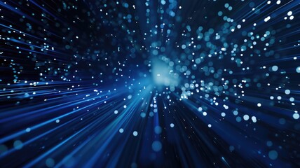 Poster - abstract picture micro light sparkling particle represent data flow vivid flowing wave with high tec