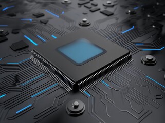 Poster - Glowing circuitry is incorporated into the technology of computer chips and CPU motherboards