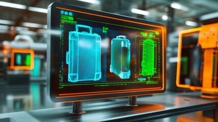 Poster - High-tech luggage scanning display at airport security checkpoint showcasing advanced technology